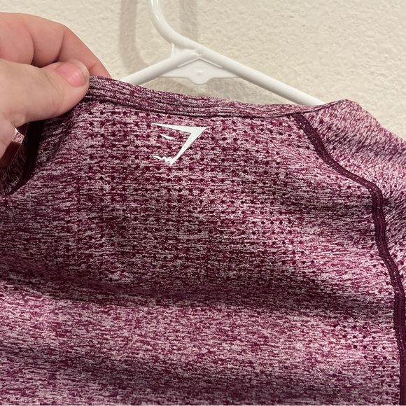 Gymshark red burgundy long sleeve speckled crop top size small thumb holes - Picture 6 of 6
